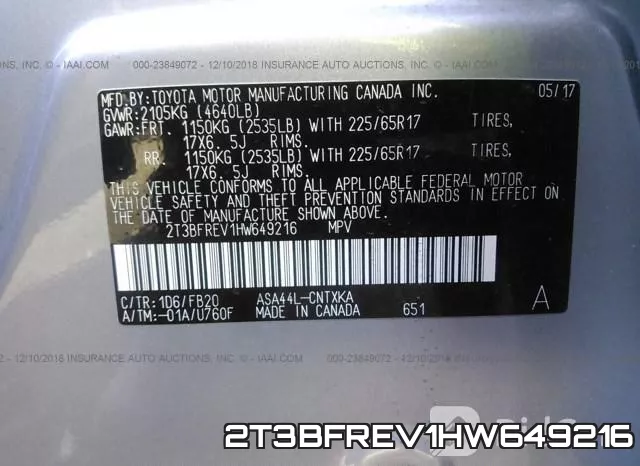 2T3BFREV1HW649216 фото 10