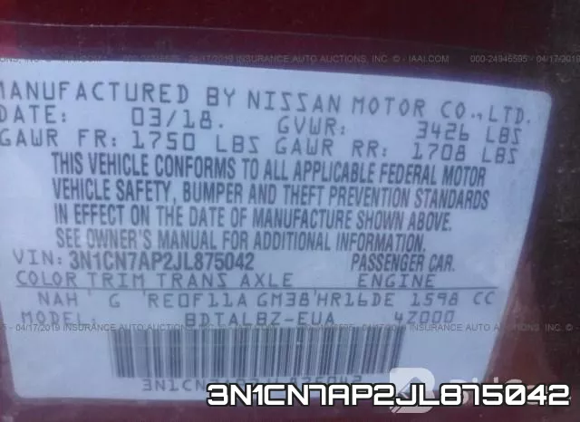 3N1CN7AP2JL875042 фото 10