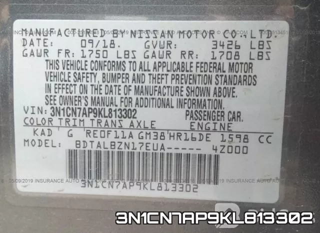 3N1CN7AP9KL813302 фото 10