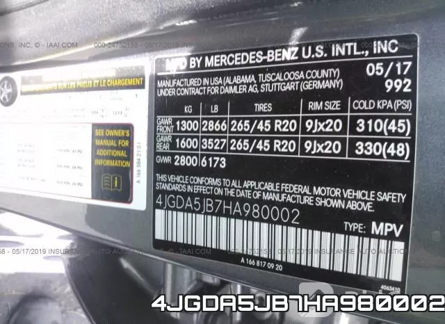4JGDA5JB7HA980002 фото 10