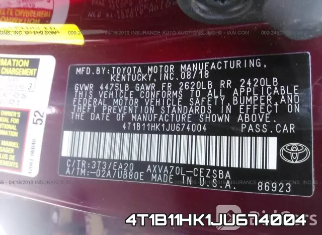 4T1B11HK1JU674004 фото 9