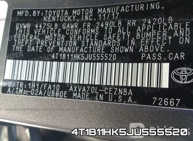 4T1B11HK5JU555520 фото 10