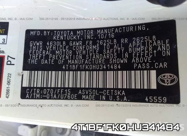4T1BF1FK0HU341484 фото 10