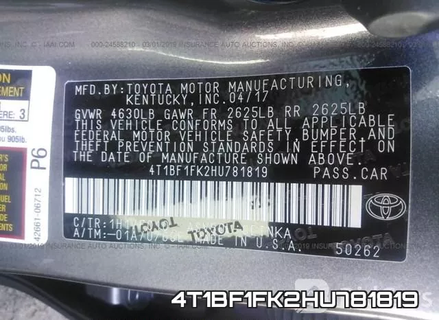 4T1BF1FK2HU781819 фото 10