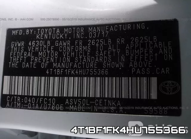 4T1BF1FK4HU755366 фото 10