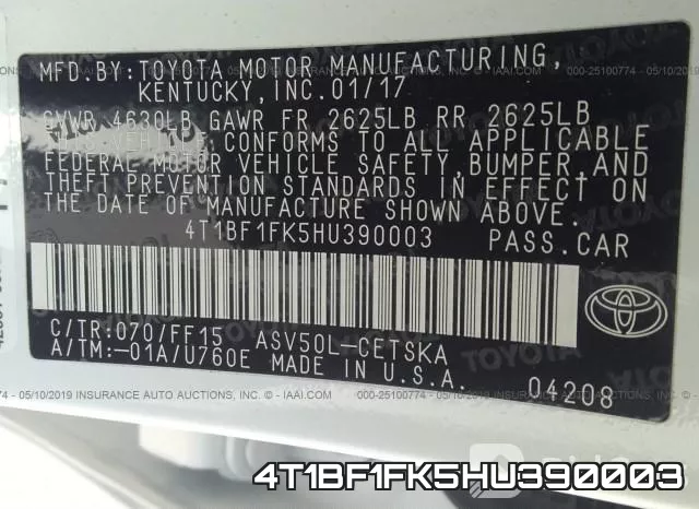 4T1BF1FK5HU390003 фото 10
