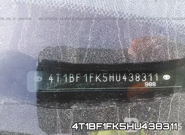 4T1BF1FK5HU438311 фото 10