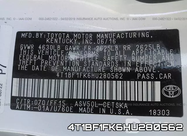 4T1BF1FK6HU280562 фото 10