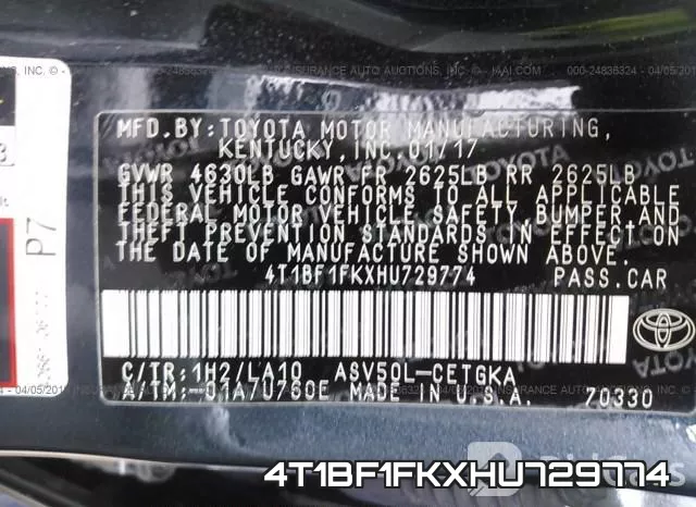 4T1BF1FKXHU729774 фото 10