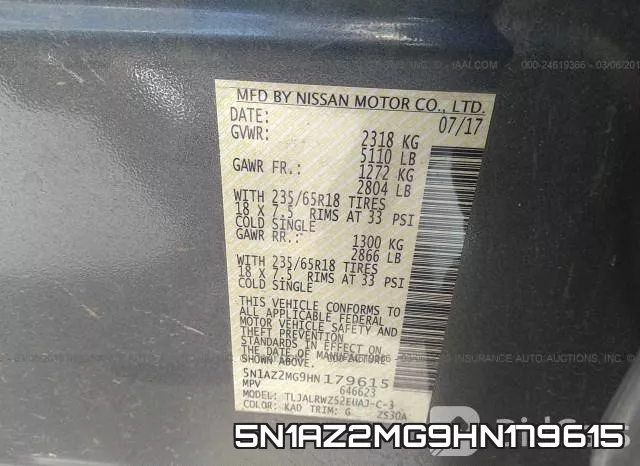 5N1AZ2MG9HN179615 фото 10