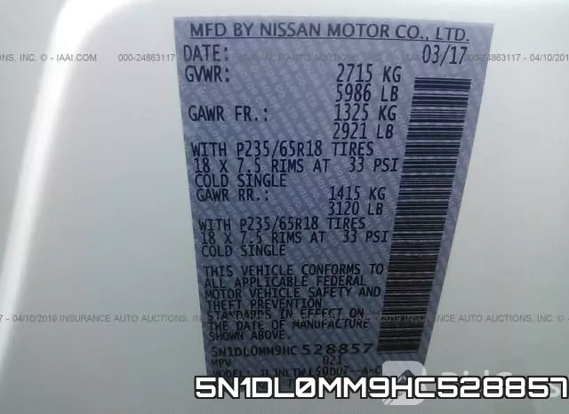 5N1DL0MM9HC528857 фото 10