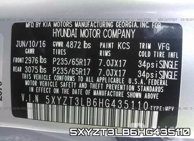 5XYZT3LB6HG435110 фото 10