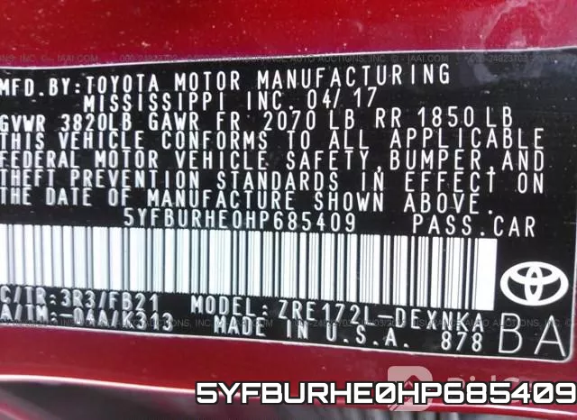 5YFBURHE0HP685409 фото 10