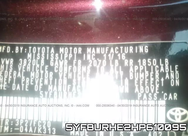 5YFBURHE2HP610095 фото 10