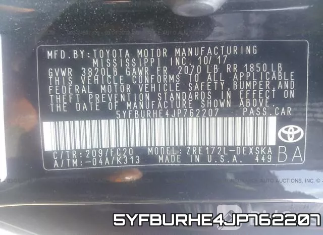 5YFBURHE4JP762207 фото 10