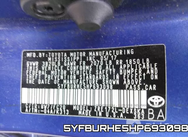 5YFBURHE5HP693098 фото 10