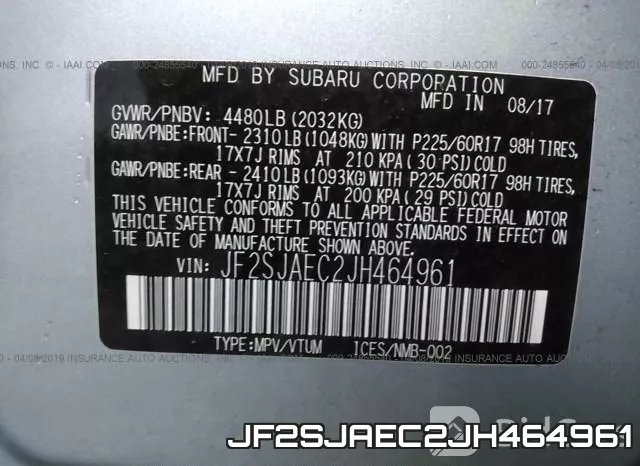 JF2SJAEC2JH464961 фото 10