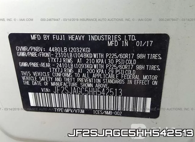 JF2SJAGC5HH542513 фото 10