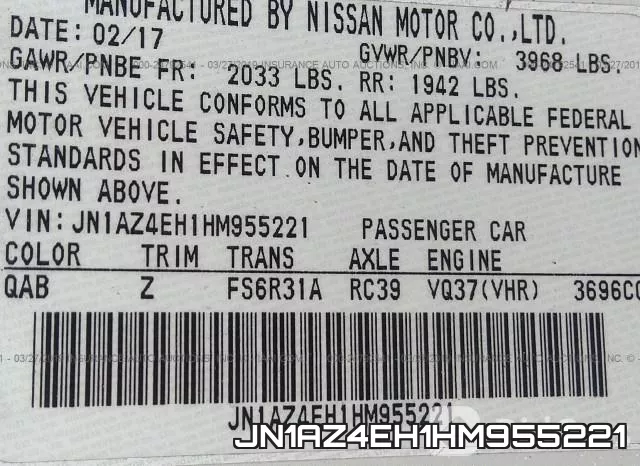 JN1AZ4EH1HM955221 фото 10