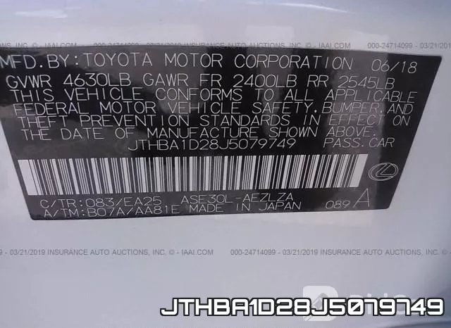 JTHBA1D28J5079749 фото 10