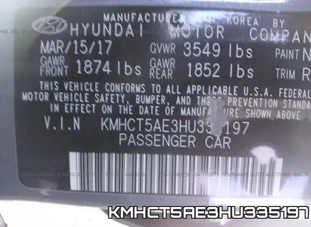 KMHCT5AE3HU335197 фото 10
