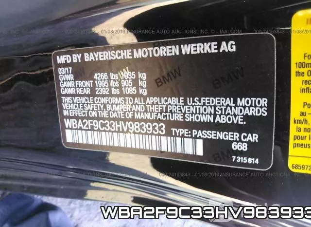 WBA2F9C33HV983933 фото 9