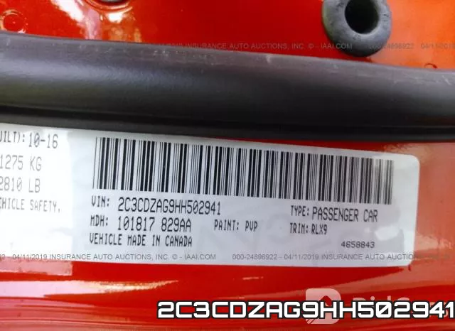 2C3CDZAG9HH502941 фото 10