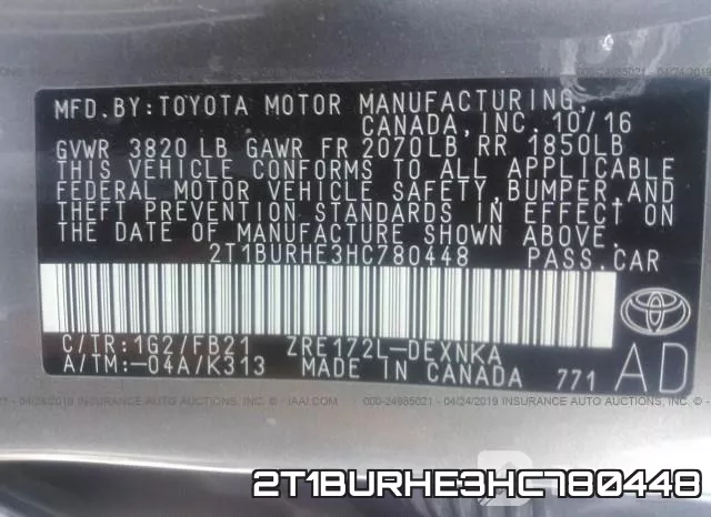 2T1BURHE3HC780448 фото 10