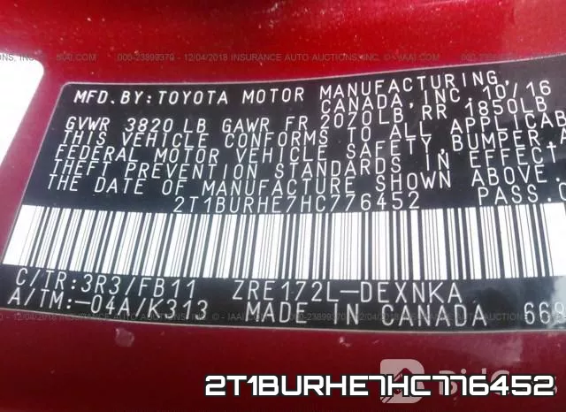 2T1BURHE7HC776452 фото 8