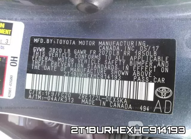 2T1BURHEXHC914193 фото 9