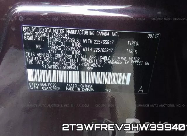 2T3WFREV3HW399401 фото 10