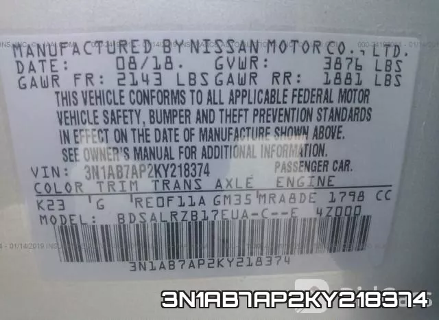 3N1AB7AP2KY218374 фото 10