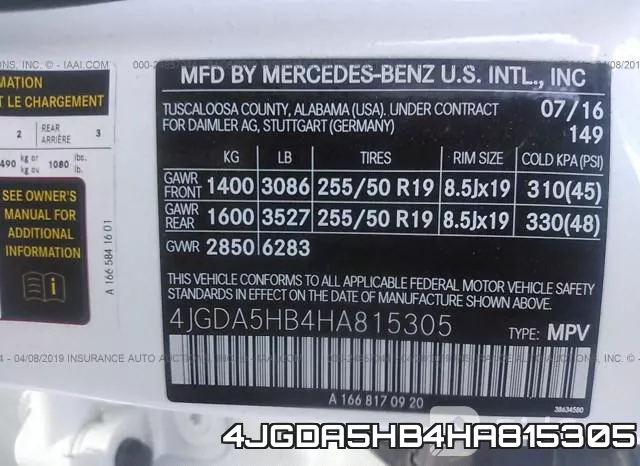 4JGDA5HB4HA815305 фото 10