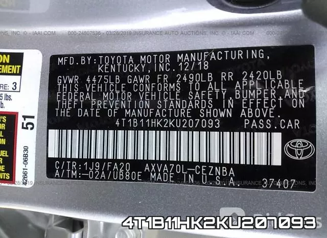 4T1B11HK2KU207093 фото 10