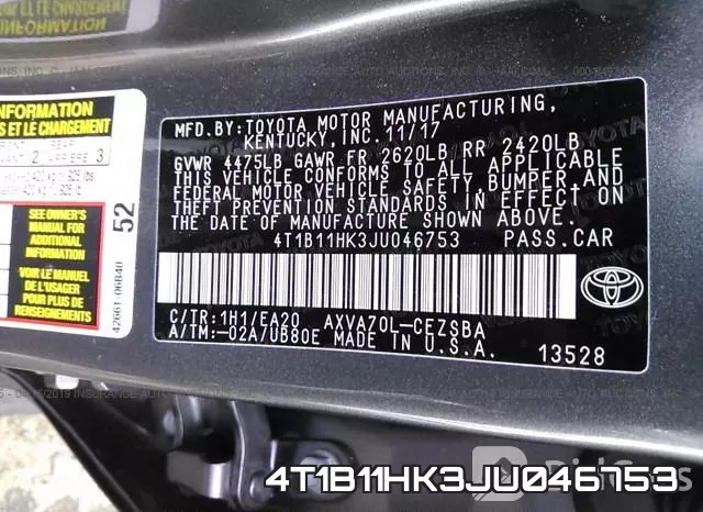 4T1B11HK3JU046753 фото 10