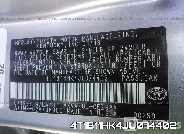 4T1B11HK4JU074402 фото 10
