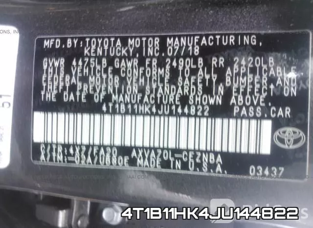 4T1B11HK4JU144822 фото 10