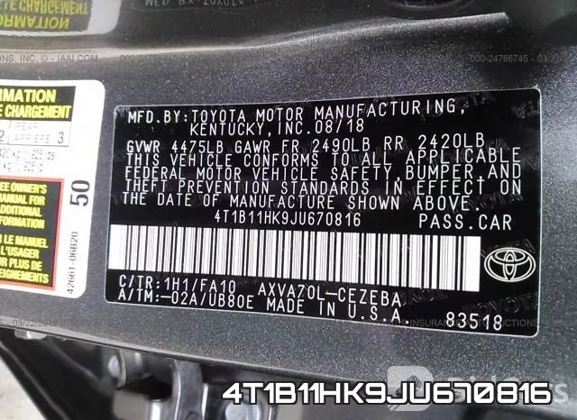 4T1B11HK9JU670816 фото 10