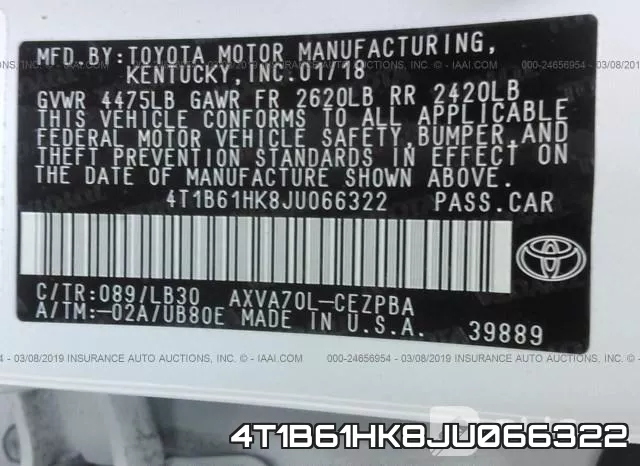 4T1B61HK8JU066322 фото 10