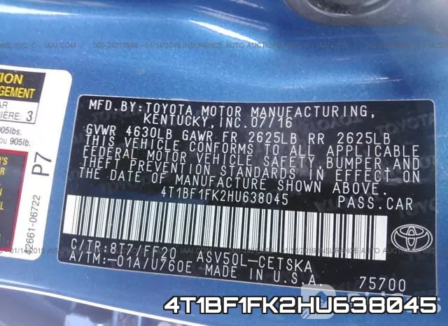 4T1BF1FK2HU638045 фото 10