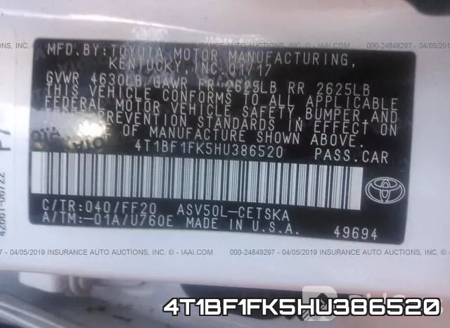 4T1BF1FK5HU386520 фото 10
