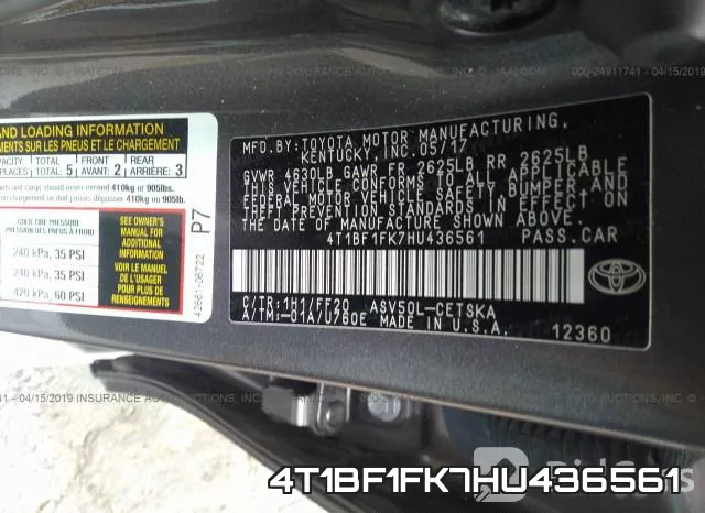 4T1BF1FK7HU436561 фото 10