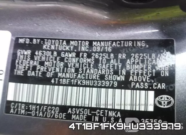 4T1BF1FK9HU333979 фото 10