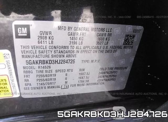 5GAKRBKD3HJ284726 фото 10