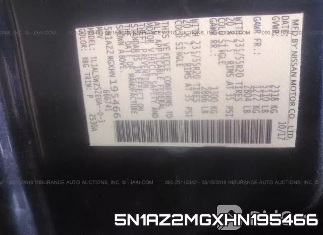 5N1AZ2MGXHN195466 фото 8