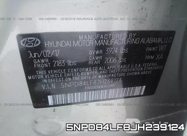5NPD84LF8JH239124 фото 10