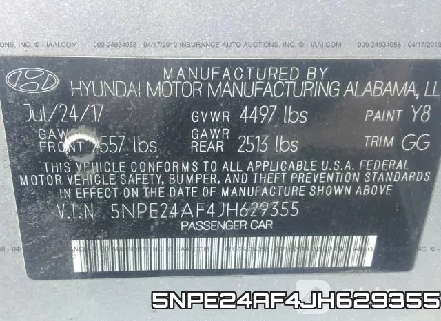 5NPE24AF4JH629355 фото 10