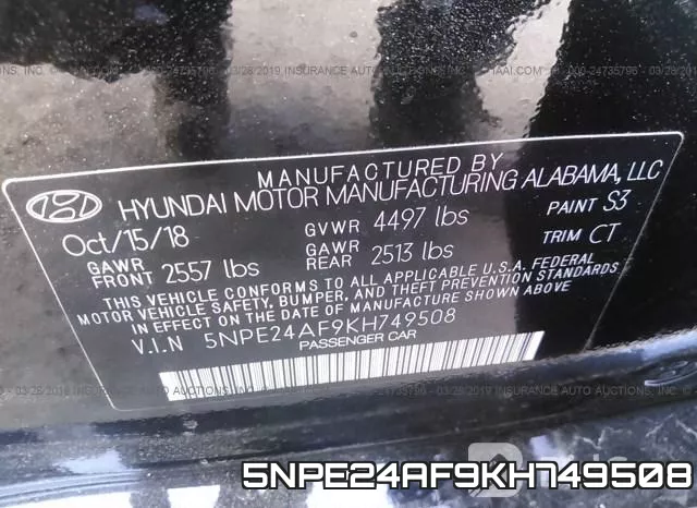 5NPE24AF9KH749508 фото 10