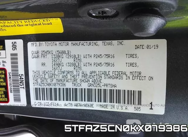 5TFAZ5CN0KX079386 фото 10