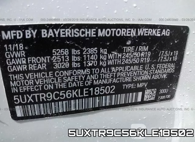 5UXTR9C56KLE18502 фото 10